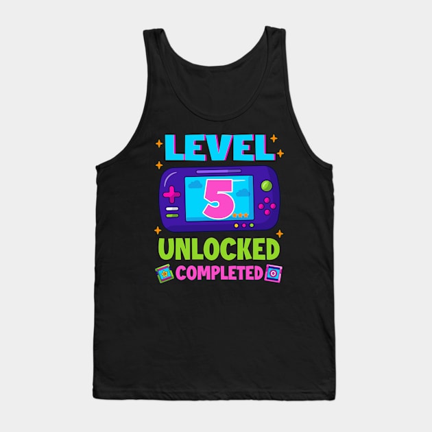 Level 5 Unlocked 5th Birthday Boys Video Game B-day Gift For BOys Kids Tank Top by truong-artist-C